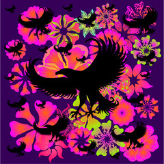 Tattoo tribal eagle print embroidery graphic design vector art