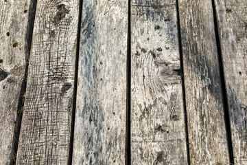 Backgroud of aged vintage natural old timber floor bridge texture.
