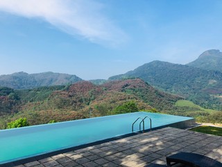 Beautiful swimming pool surrounded by mountains