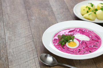 saltibarscai, cold beet soup with kefir,  lithuanian borscht