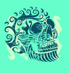 tattoo tribal skull print embroidery graphic design vector art