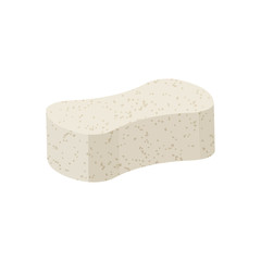Beige single sponge vector illustration. Isolated on white background.