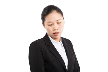 Modern business woman in the office with copy space