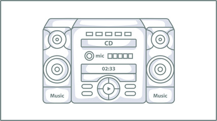 Vector Liner Music player icon. Audio Illustration. Drawing. 