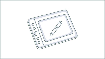 Vector Liner Graphics Tablet icon. Graphics Pad Illustration. Pen Drawing.