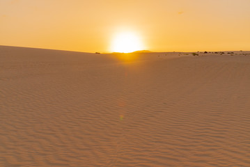 Sunset over the sand dunes, Canary Island of Fuerteventura