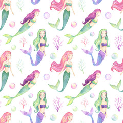 Mermaids Seamless Pattern