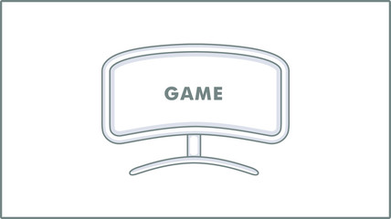 Vector Liner Game Monitor icon. Display Illustration. Screen Drawing.