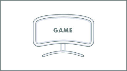 Vector Liner Game Monitor icon. Display Illustration. Screen Drawing.