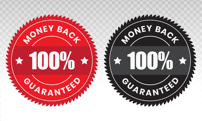 100 percent money back label vector flat icon for customer satisfaction guarantee on a transparent background