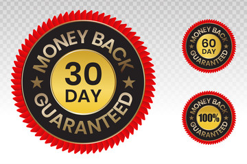 100 percent money back label vector flat icon for customer satisfaction guarantee on a transparent background