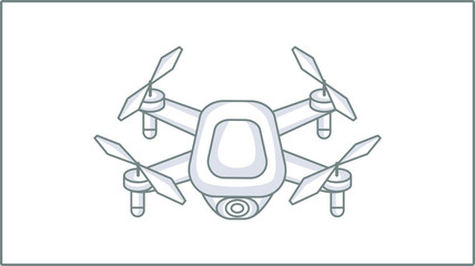 Vector Liner Quadro copter icon. Drone Illustration. Drone with Camera Drawing.