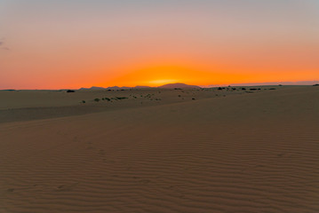 Sunset over the sand dunes, Canary Island of Fuerteventura