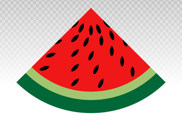 Watermelon fruit slice flat icons with triangle shape for apps and websites on a transparent background