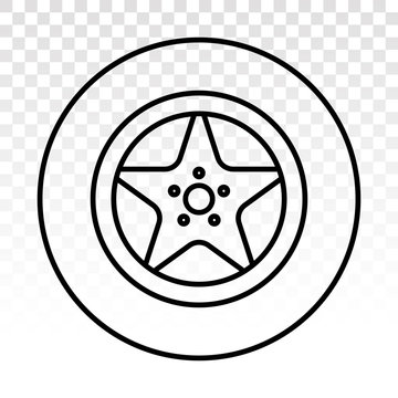recommend clip art: Car tire / vehicle or automobile tire alloy wheel with rim vector flat icon on a transparent background