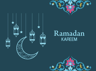 Ramadan Kareem greeting card. Islamic background for holy of Ramadan month.