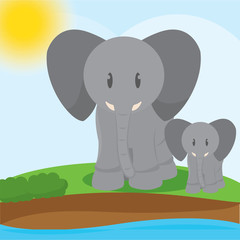 Cute elephants cartoon