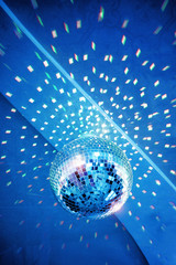 disco ball on blue background