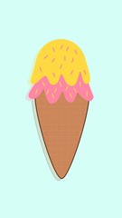 ice cream cone phone wallpaper, pink and yellow with sprinkles 