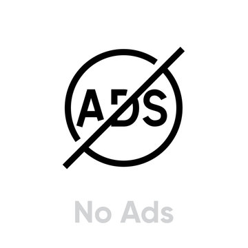 No Ads Icon. Editable Vector Outline.