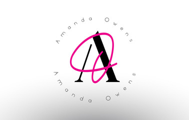 Letter AO signature minimalistic monogram vector logo. Simple AO Icon with Circular Name Pattern.