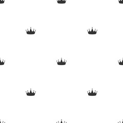 Seamless ornament with black crowns on white background. Royal, luxury, vip, first class.