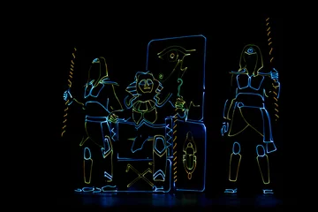 Crédence de cuisine en verre imprimé Carnaval Neon costume, neon lights, light show