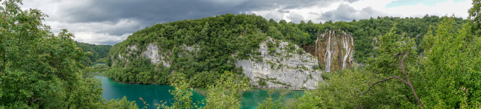 Kroatien, Plitvicer Seen, Plitvice, Gro&szlig;er Wasserfall, Panorama der Plitvicer Seen