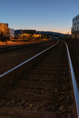 Fototapeta na wymiar railway track in city