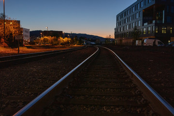 Fototapeta na wymiar railway track in city