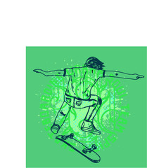 skateboard printing and embroidery graphic design vector art