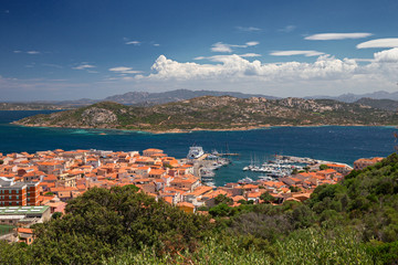 Naklejka na ściany i meble Panoramic view from the top of the island of Maddalena in Sardinia, Italy.