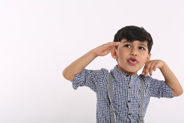 Indian Kid 4 years expressions traditional casual happy smiling namaste victory