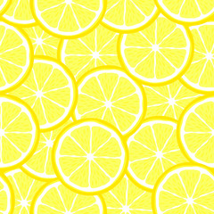 Lemon slice fruit citrus seamless bright pattern - 342475810