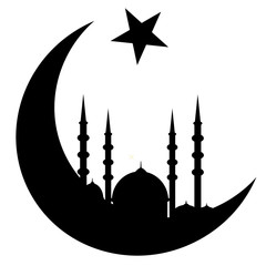 Islam. Ramadan kareem, Mosque, prayer. Black symbols Celebration vector Concept