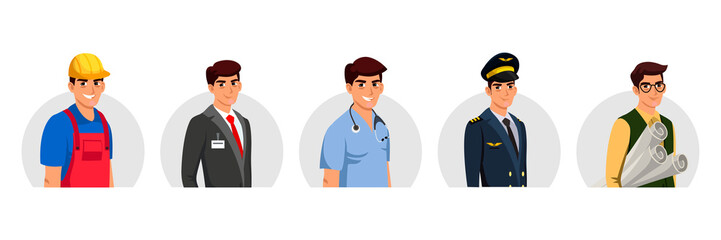 Human profession avatar set isolated on white