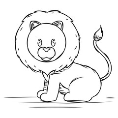 Cartoon of a cute lion sketch