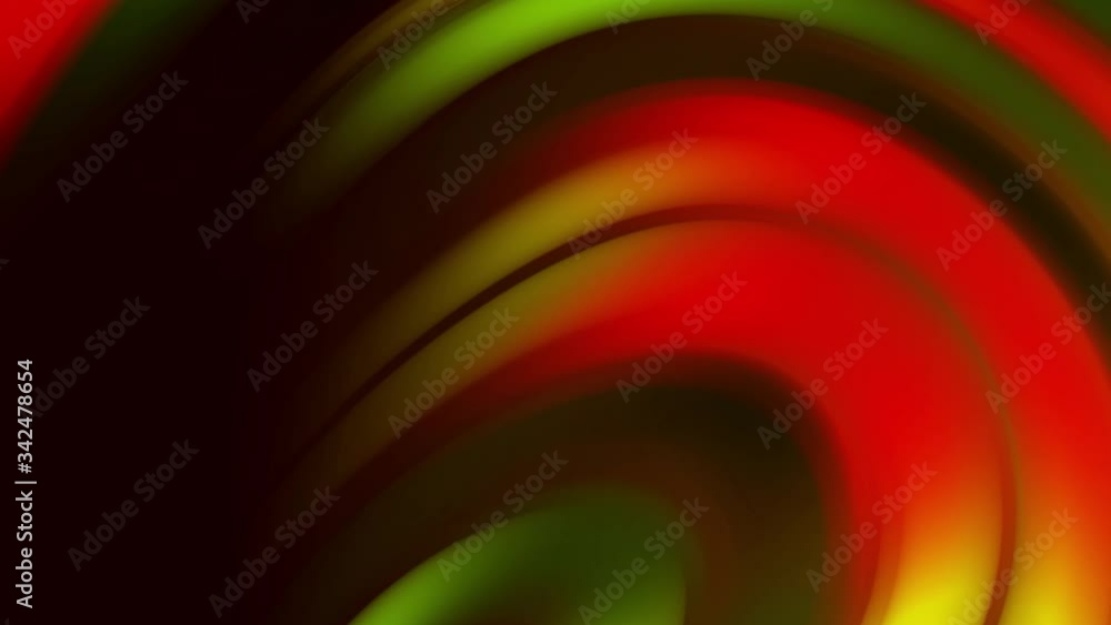 Poster colorful blurred curving lines flowing slowly on black background, seamless loop. animation. streams
