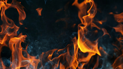 Closeup of fire on black background