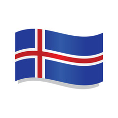 Waving flag of Iceland