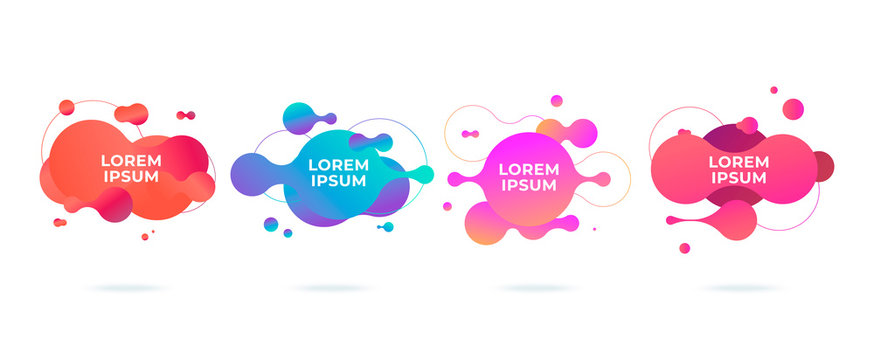 Modern abstract vector banners set flat geometric liquid blob shapes colorful colors