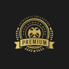 Luxury logo design template vector illustration victorian vignettes royal ornament shapes for logotype or badge design