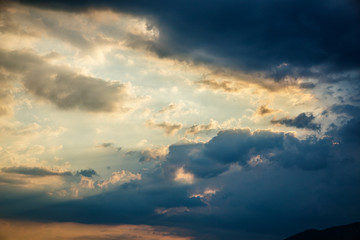 Obraz premium Sunset clouds with blue sky, sky cloud background.