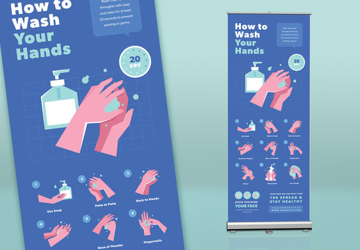 How to Wash Your Hands Retractable Banner Layout