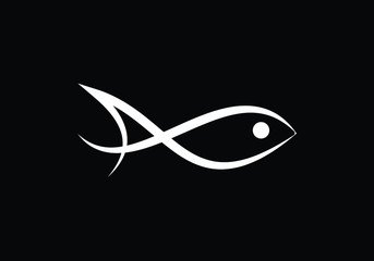 Fototapeta na wymiar Fish symbol. Fresh seafood logo template design. Fishing logo.