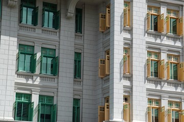 colorful wooden window shutters in singapore