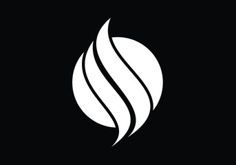Fototapeta premium Flame logo design. Fire icon, oil and gas industry symbol isolated on black background