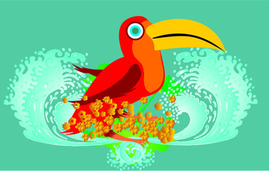 Obraz na płótnie Canvas toucan big wave surf graphic design vector art