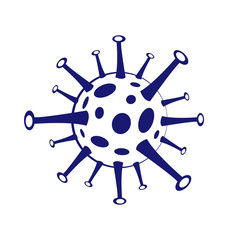 Fototapeta premium Coronavirus bacteria cell icon. 2019-nCoV. Covid-19. Dangerous chinese virus. Wuhan pathogen. No infection and stop coronavirus concepts. Isolated on white. Vector Illustration.
