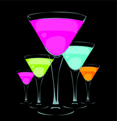 cocktail glasses graphic design vector art